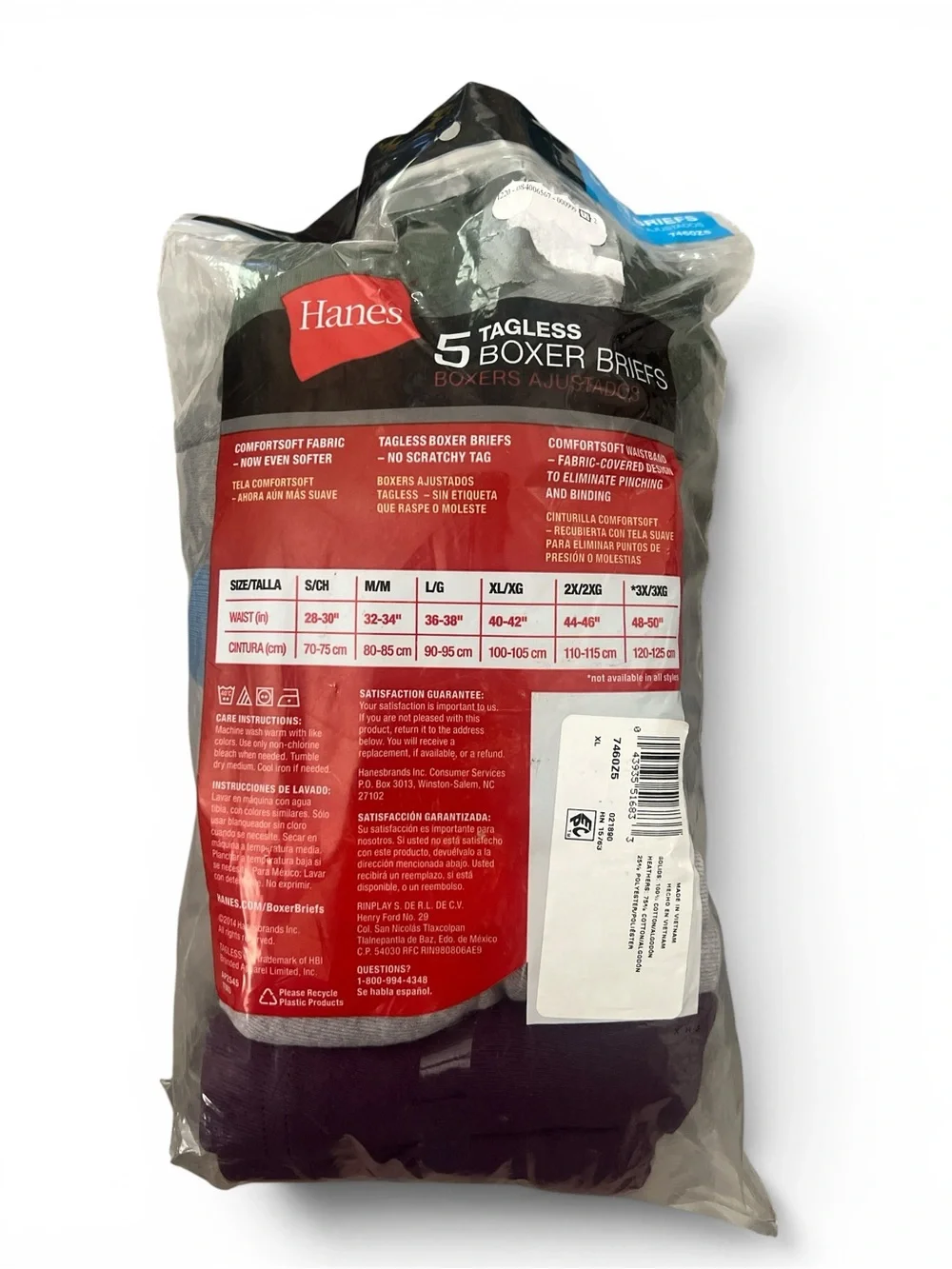 Hanes Tagless Boxer Briefs Open Pack - Assorted Colors (5-Pack) Comfortsoft XL